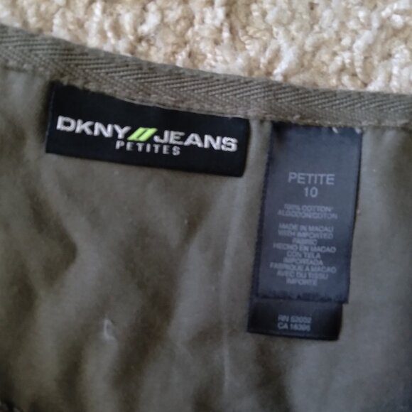 Vintage DKNY Khaki Olive Green Ruffle Flare Midi Skirt - Picture 4 of 4